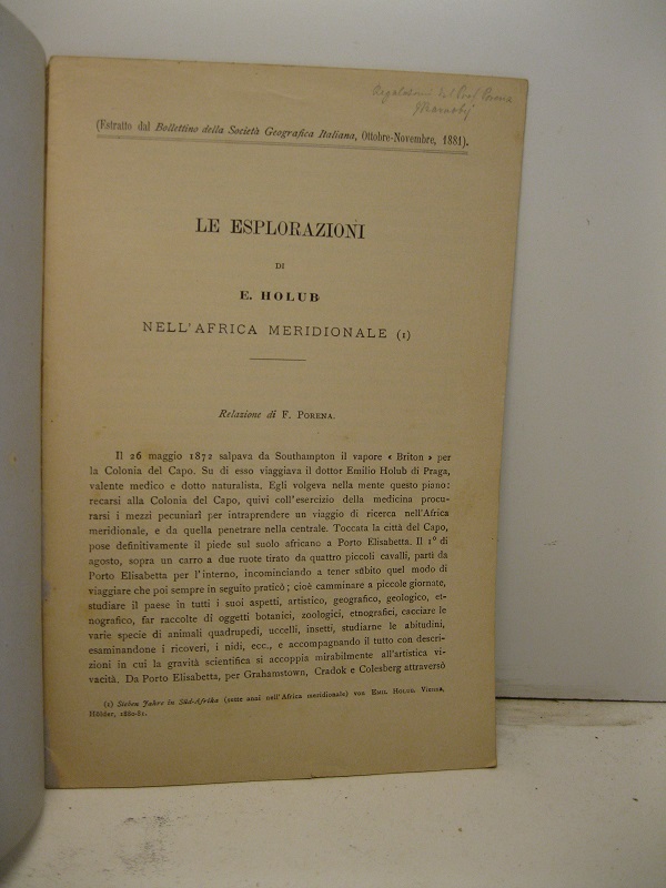 Le esplorazioni di E. Holub nell'Africa meridionale. Estratto dal Bullettino della Società Geografica Italiana, ottobre-novembre 1881